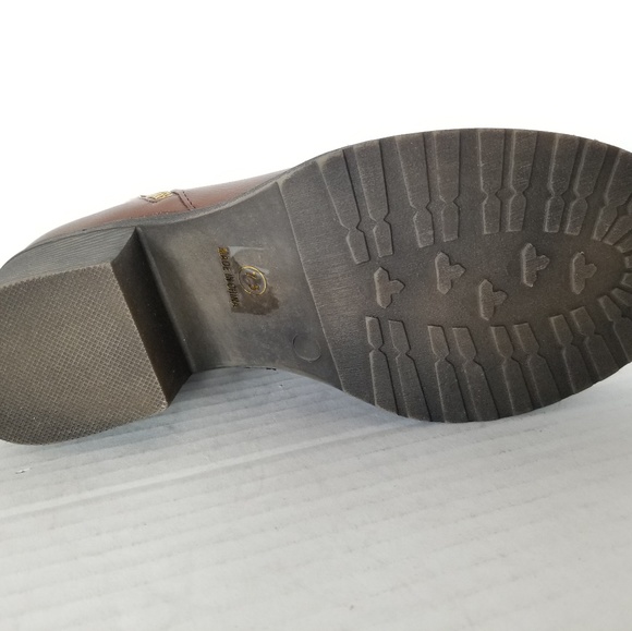 Brown Vegan Ankle Booties Boots W/ Gold Zipp - Picture 8 of 8